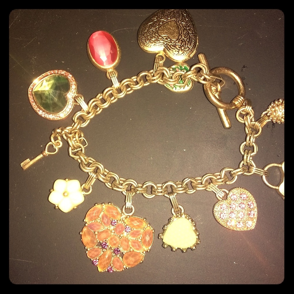 Hearts & love charm bracelet